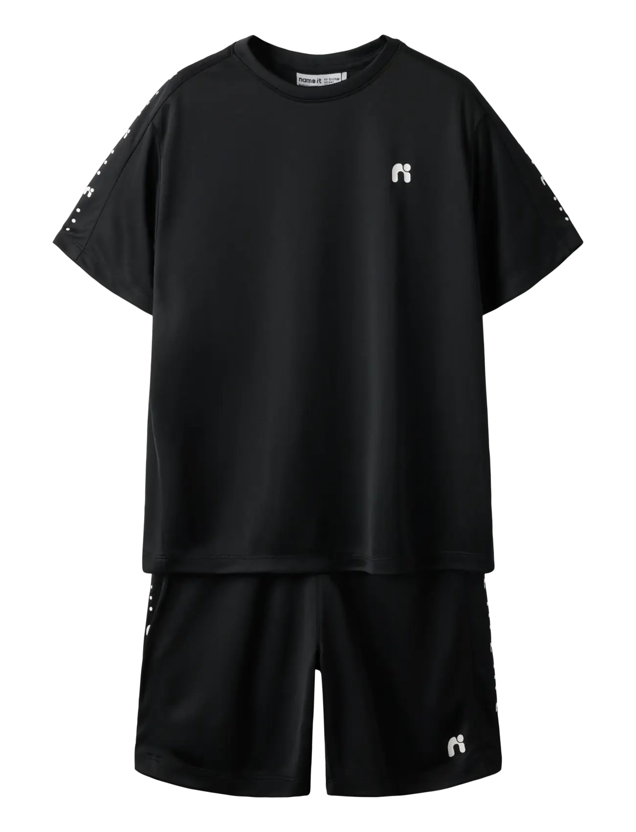 name it Nkndemu Ss Nreg Shorts Set, 152, Sets, Schwarz - Sets With Short-sleeved T-shirt, Kinder