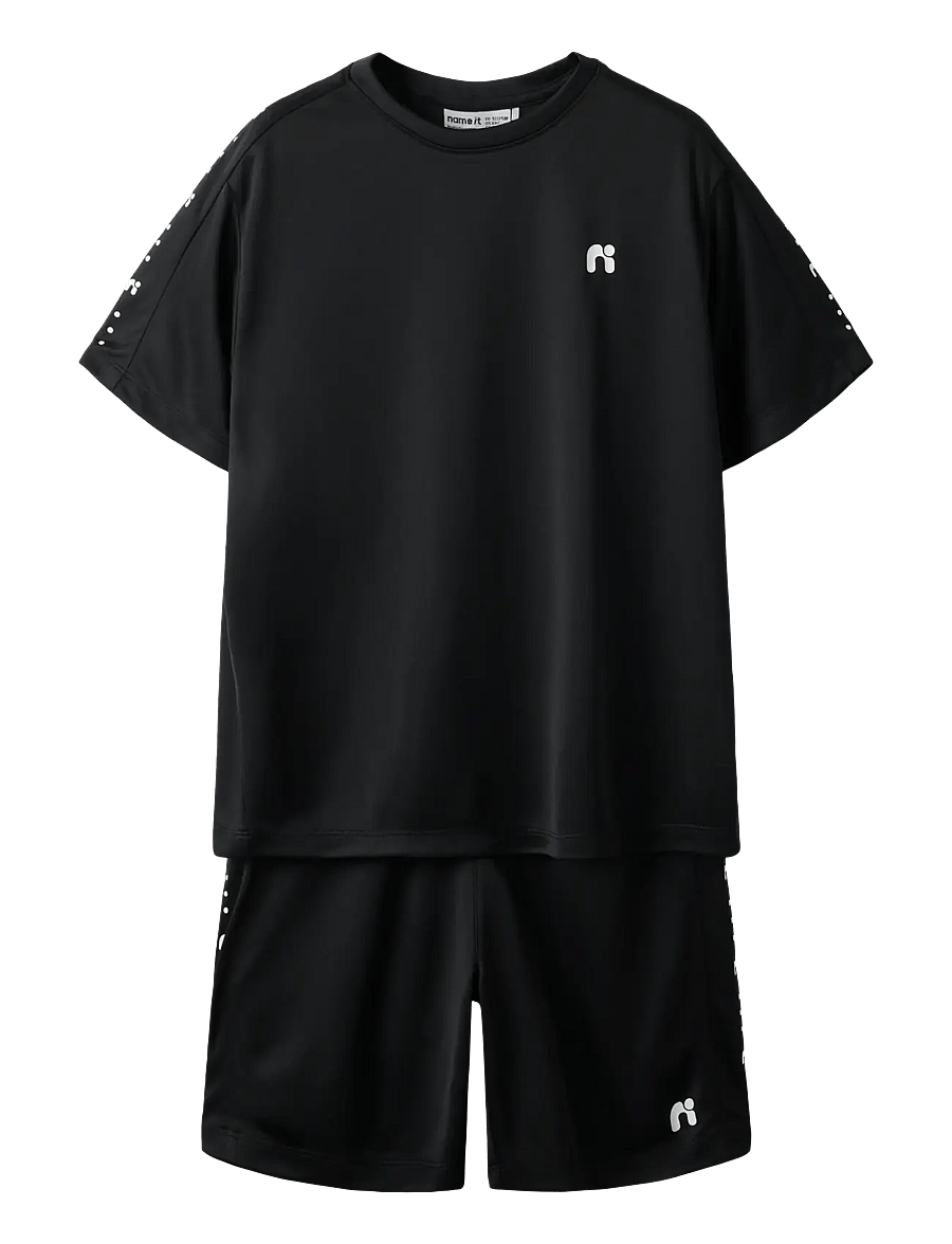 name it - NKNDEMU SS NREG SHORTS SET - sets mit kurzärmeligem t-shirt - black - 0