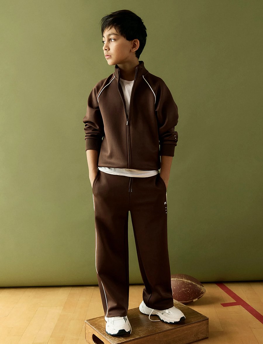 name it - NKNDUNNE WIDE SWE PANT UNB - babybukser - chocolate martini - 3