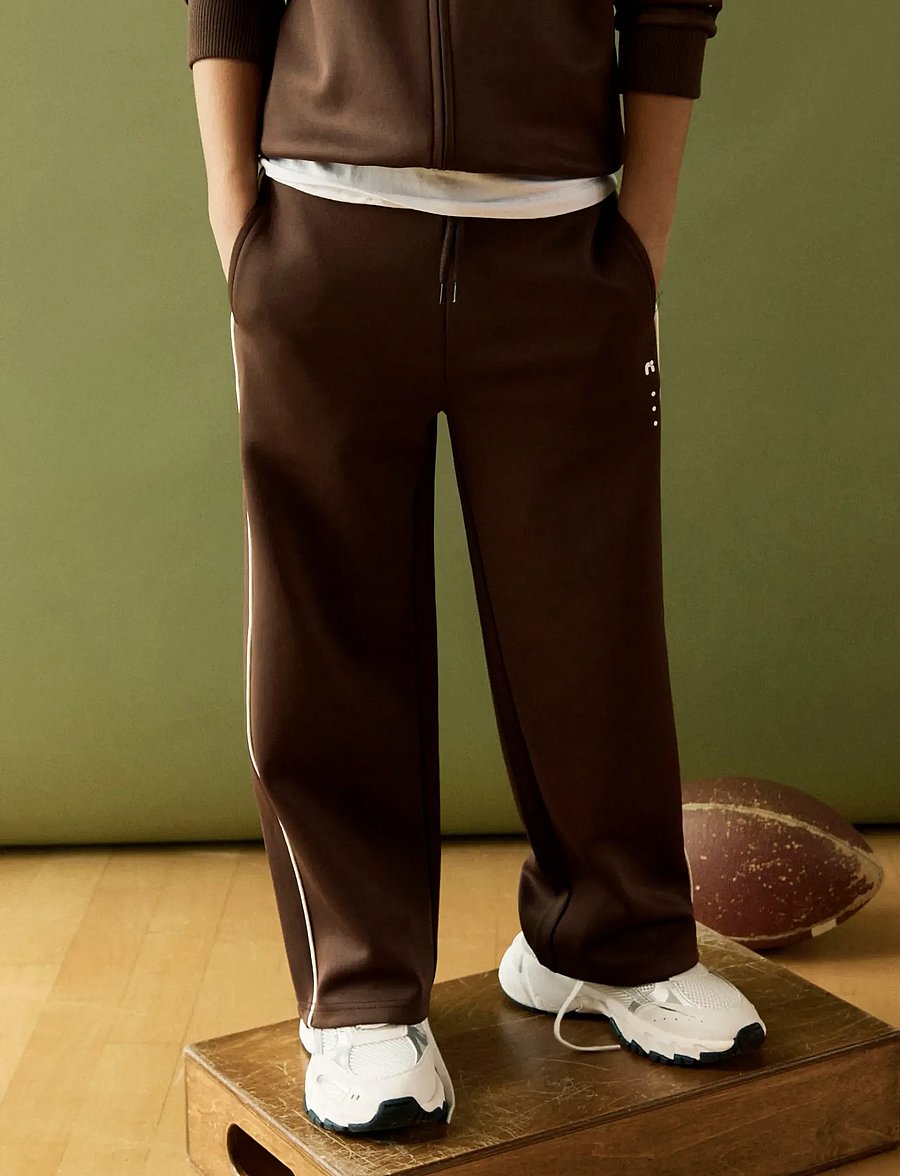 name it - NKNDUNNE WIDE SWE PANT UNB - babybukser - chocolate martini - 4