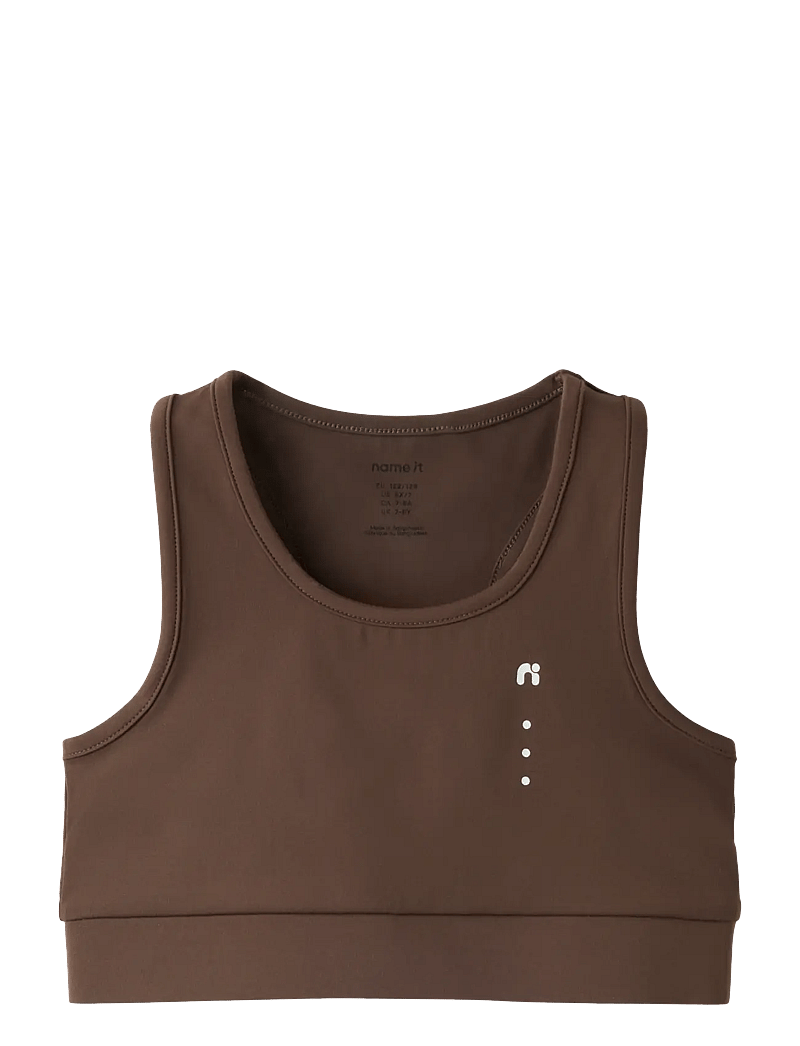 name it - NKFDIANA SL CROPPED SLIM TOP - sportinės palaidinukės - chocolate martini - 0