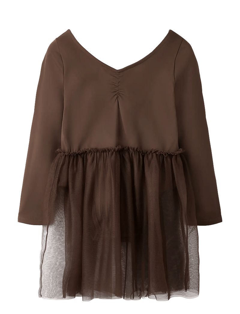 name it - NMFDAISY LS SLIM DRESS - partykleider - chocolate martini - 0