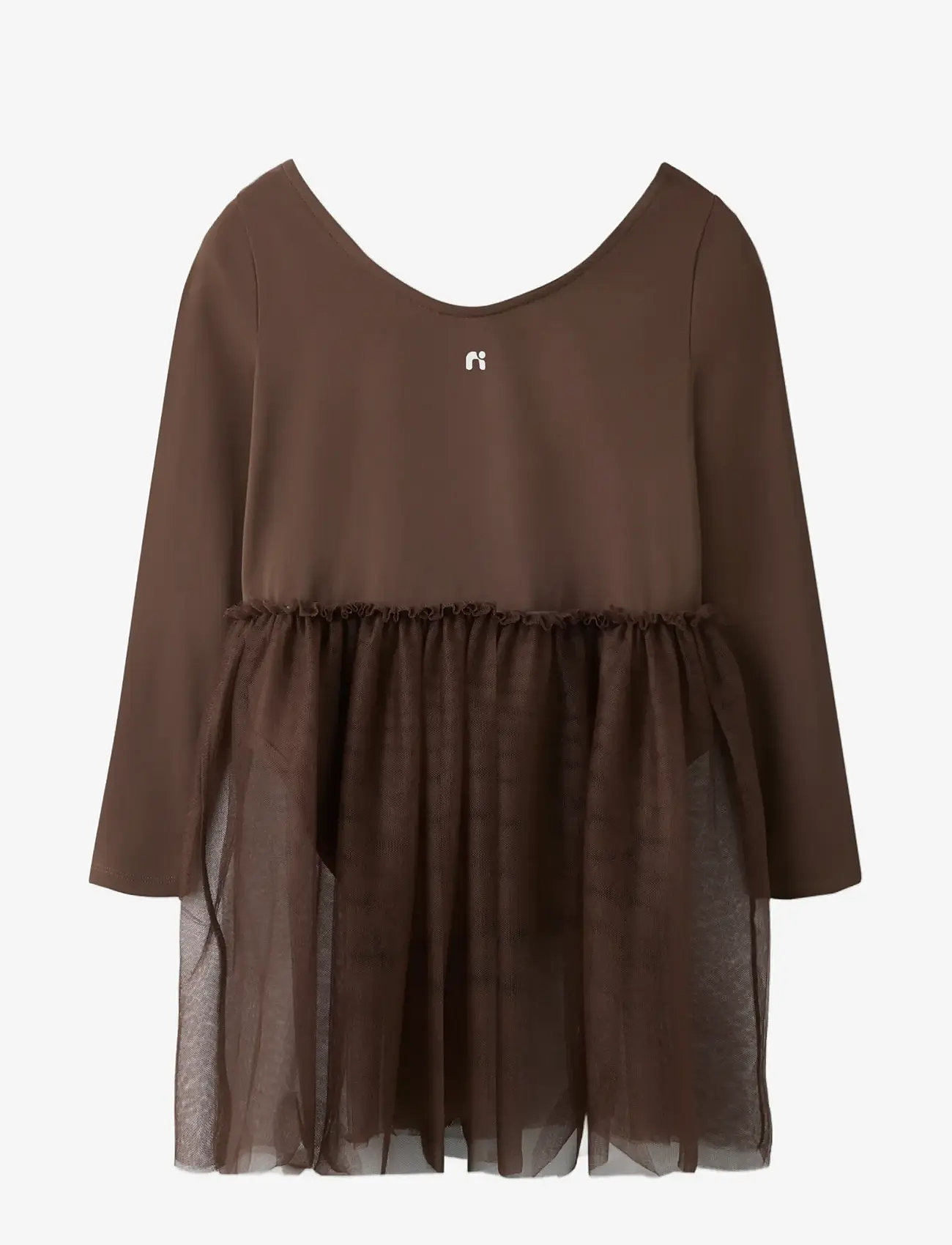 name it - NMFDAISY LS SLIM DRESS - festklänningar - chocolate martini - 1