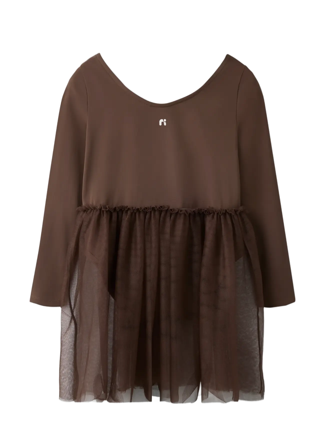 name it - NMFDAISY LS SLIM DRESS - festkjoler - chocolate martini - 1