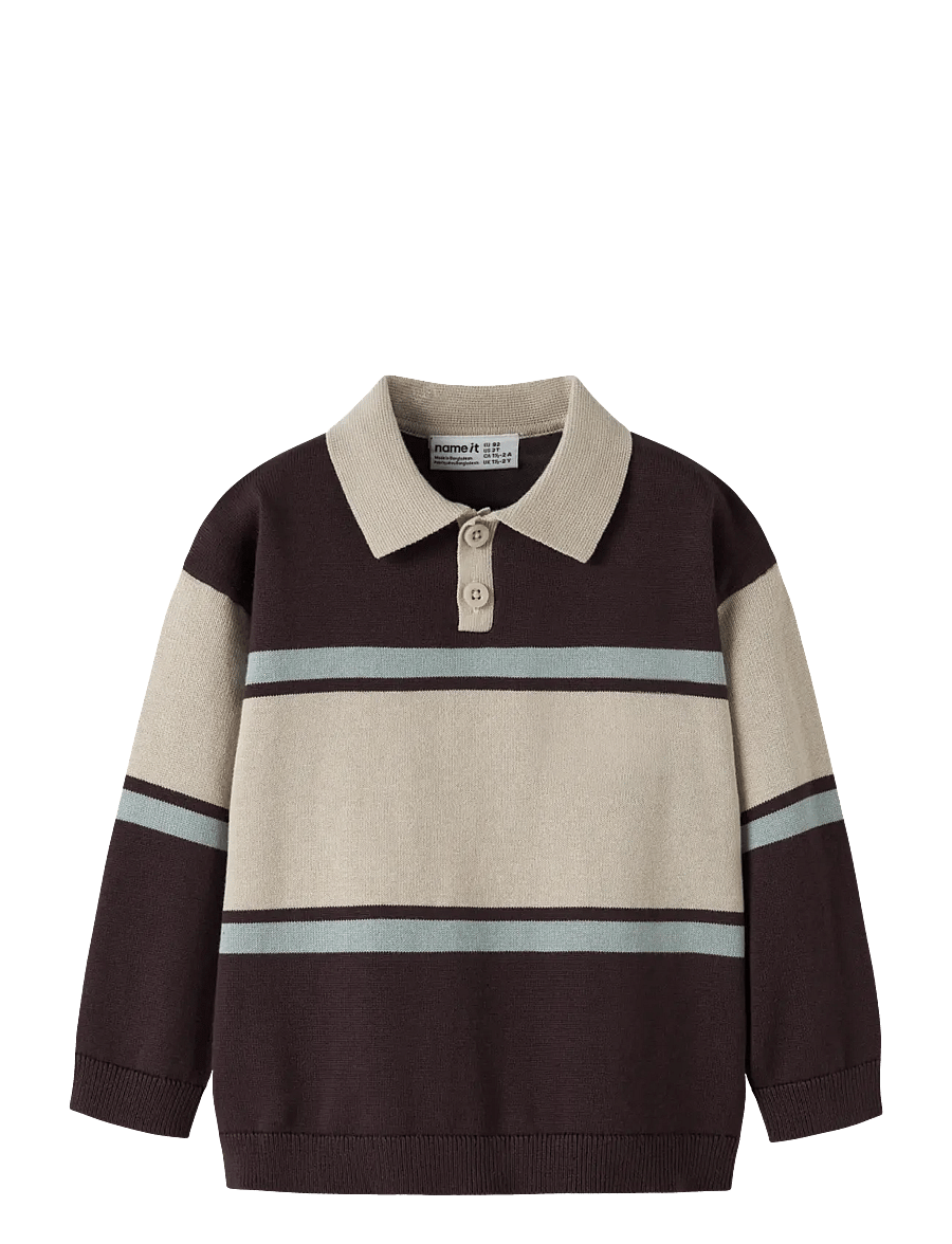 name it - NMMRAL LS KNIT POLO - langärmelig poloshirt - chocolate plum - 0