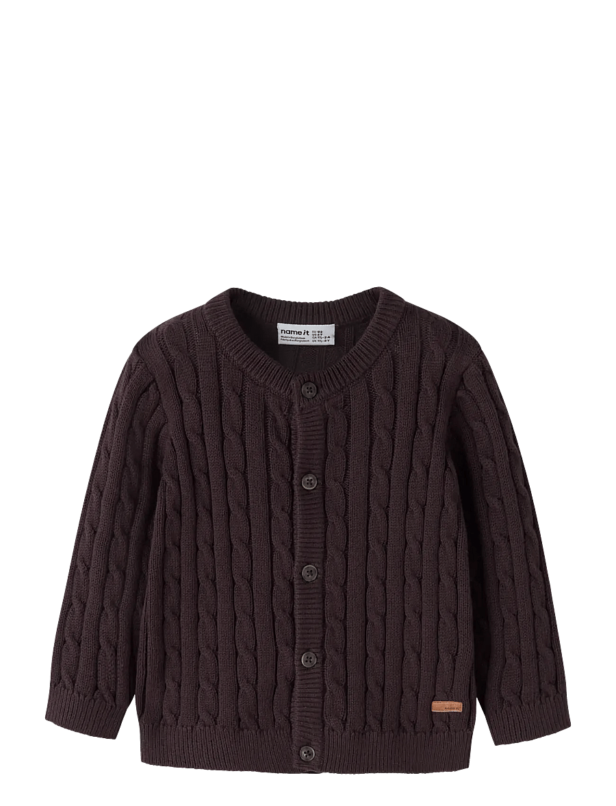 name it - NMMRAFFAT LS KNIT CARD - cardigans - chocolate plum - 0