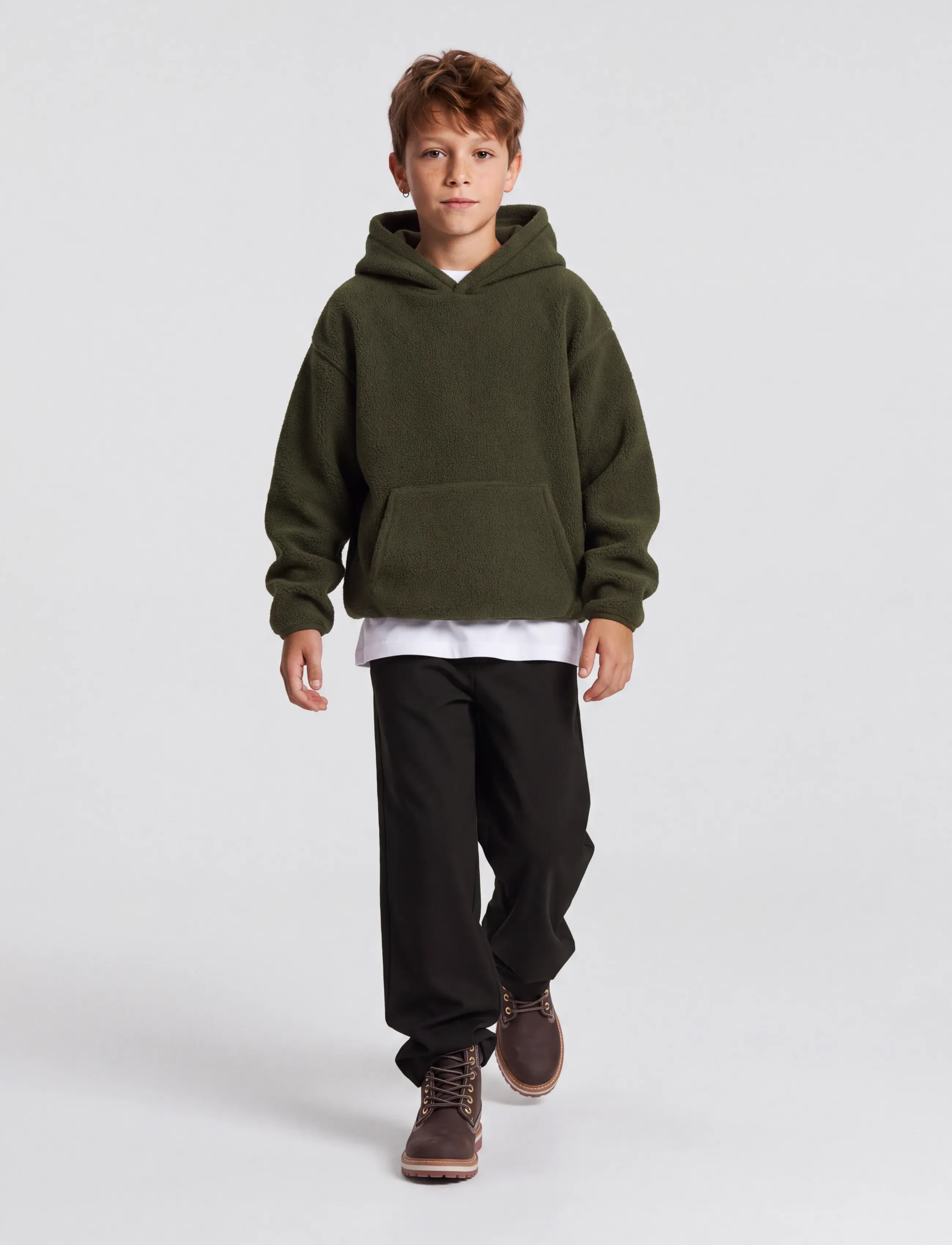 name it - NKMRISA LS RLX TEDDY WH - huvtröjor - olive night - 3