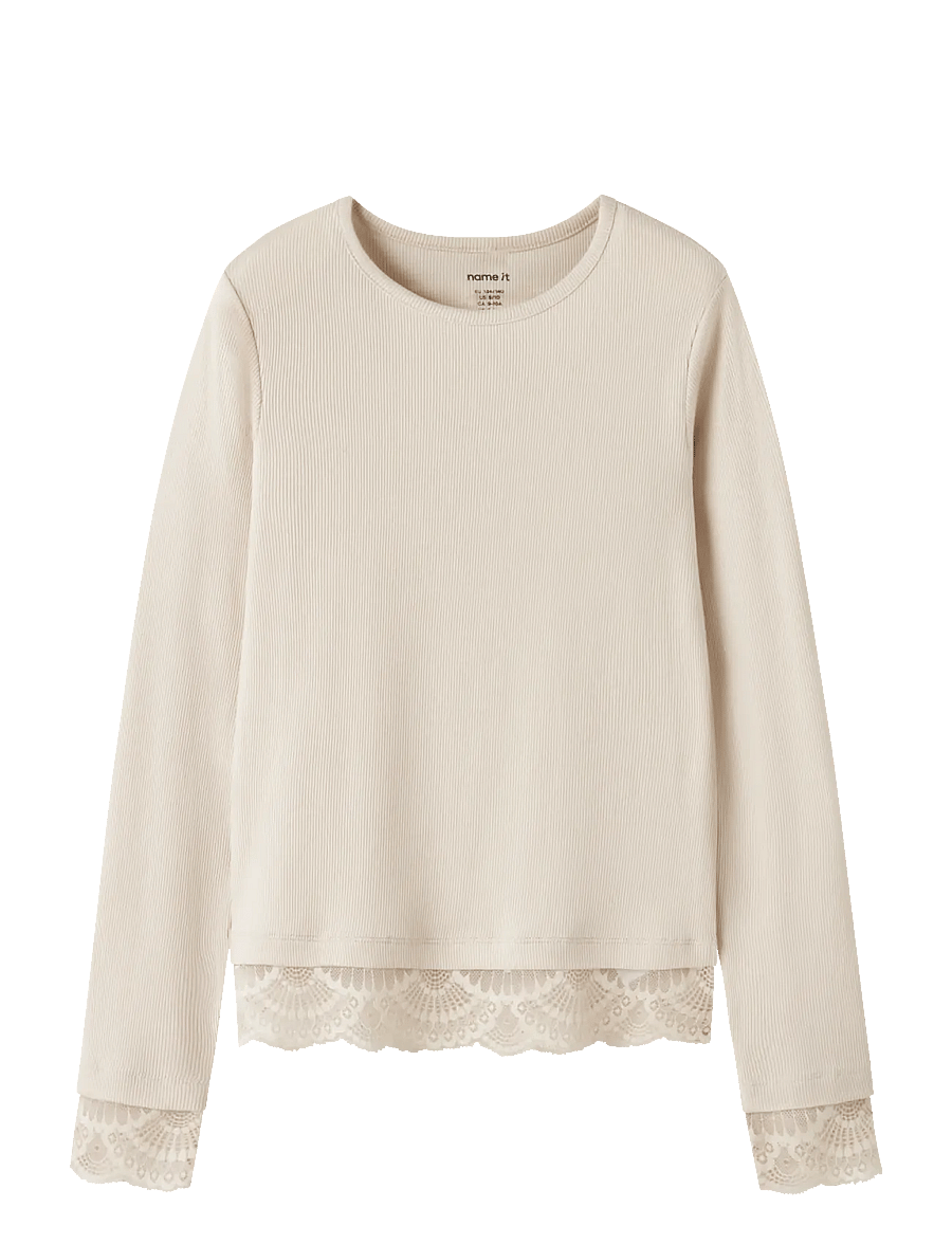 name it - NKFROSIMA LS SLIM TOP - pitkähihaiset t-paidat - birch - 0