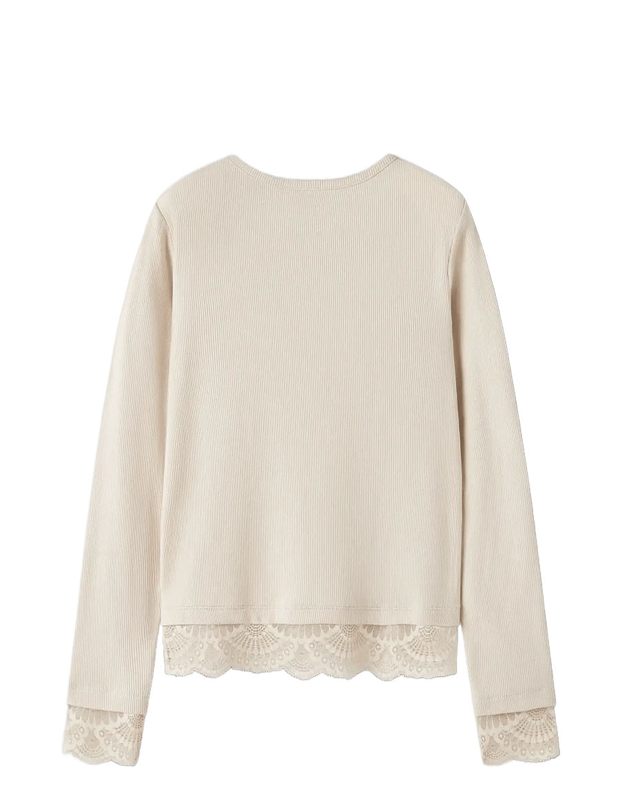 name it - NKFROSIMA LS SLIM TOP - pitkähihaiset t-paidat - birch - 1