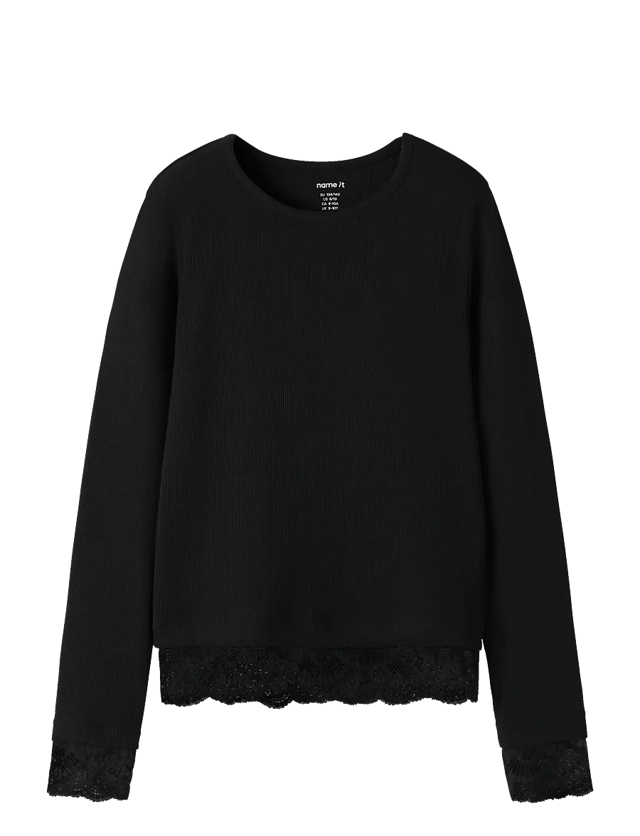 name it - NKFROSIMA LS SLIM TOP - langärmelig - black - 0