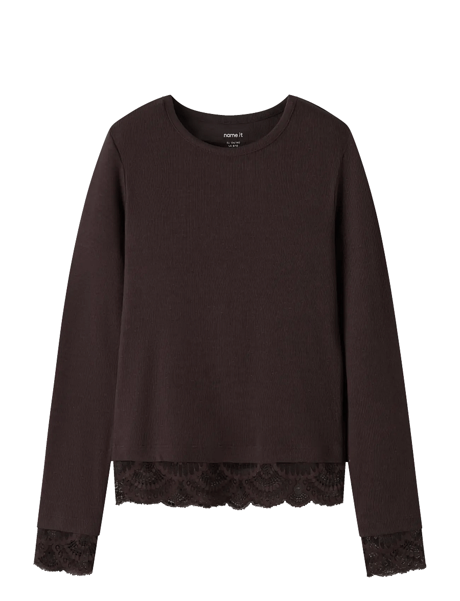 name it - NKFROSIMA LS SLIM TOP - chocolate plum - 0