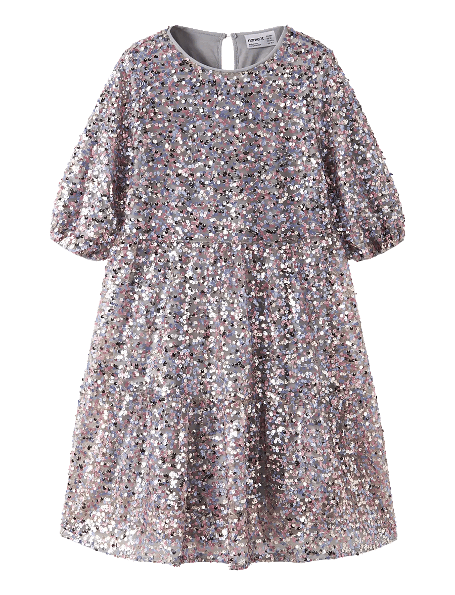 name it - NKFRINOA 3/4 SL DRESS - festklänningar - silver - 0