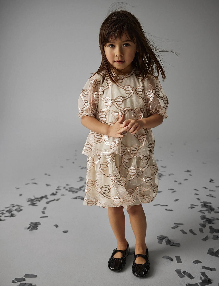 name it - NMFRILA TULLE SS DRESS - birch - 2