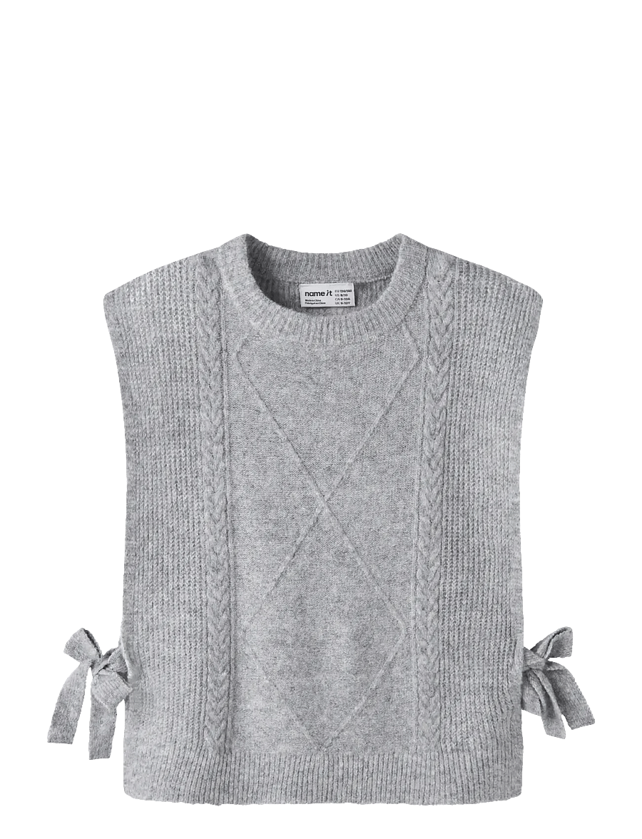 name it - NKFRIANNI KNIT VEST - westen - grey melange - 0