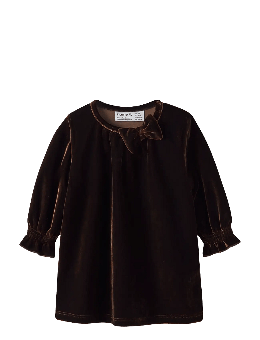 name it - NBFRIDIDDE LS VEL DRESS - langærmede babykjoler - chocolate plum - 0