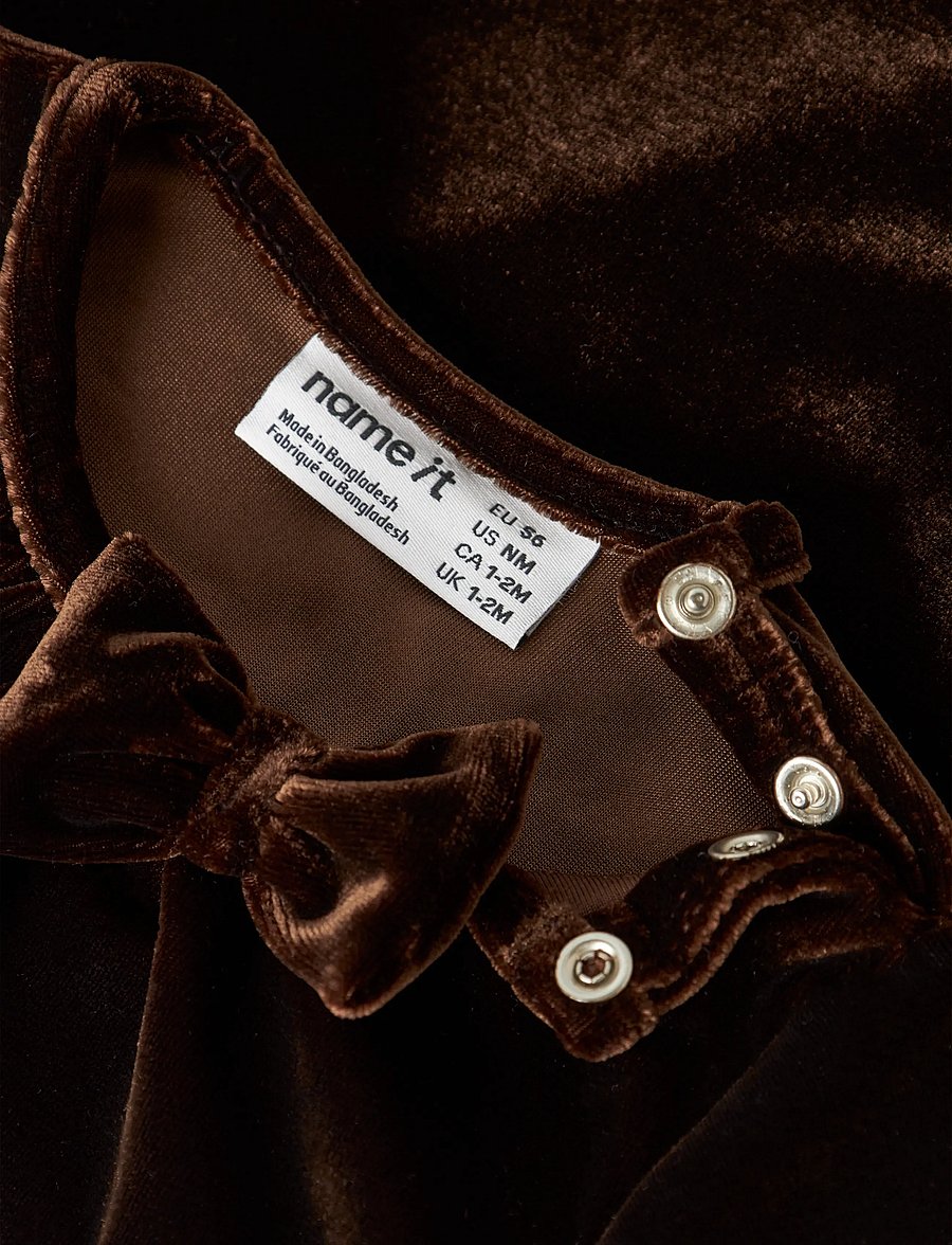 name it - NBFRIDIDDE LS VEL DRESS - langærmede babykjoler - chocolate plum - 3