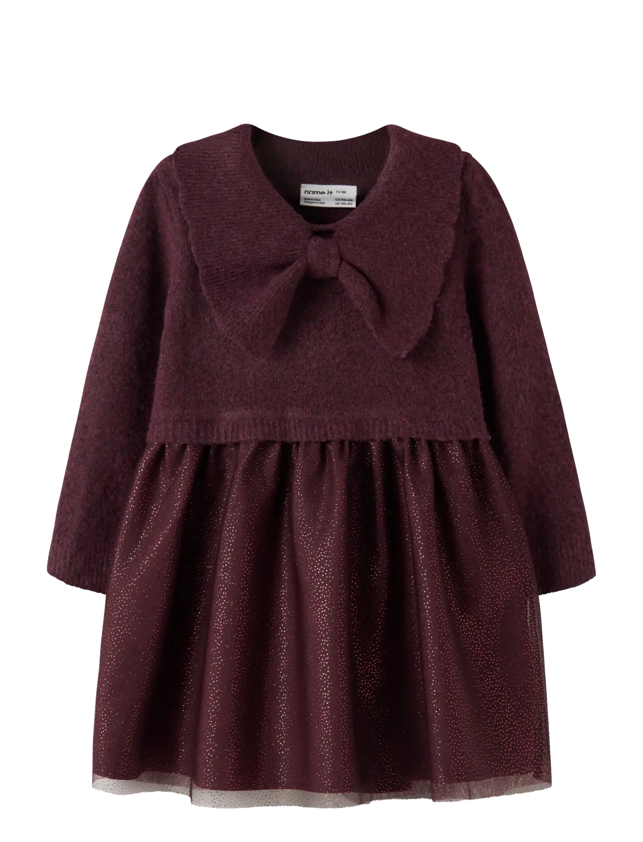 name it NMFRADINA LS KNIT DRESS - Dresses - CATAWBA GRAPE / burgundy
