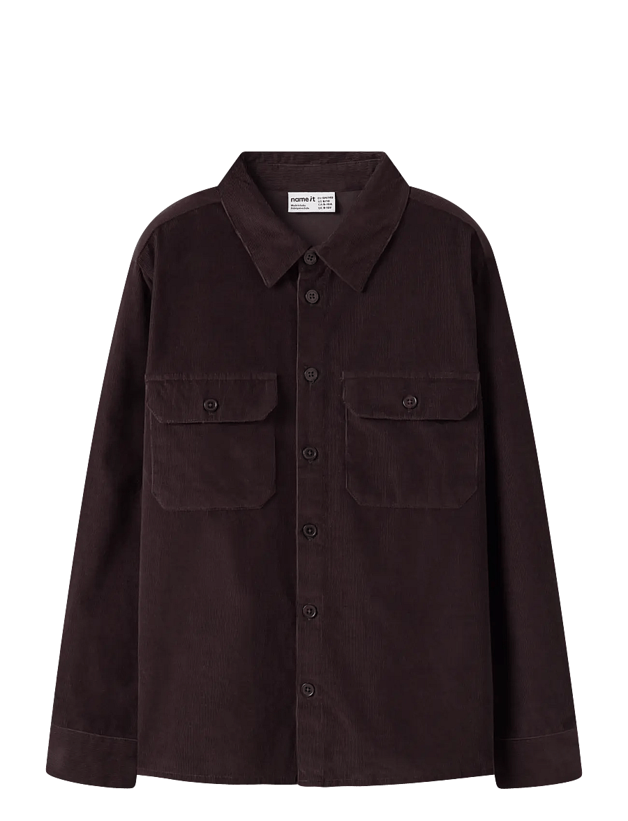 name it - NKMRAMI LS CORD SHIRT - chocolate plum - 0