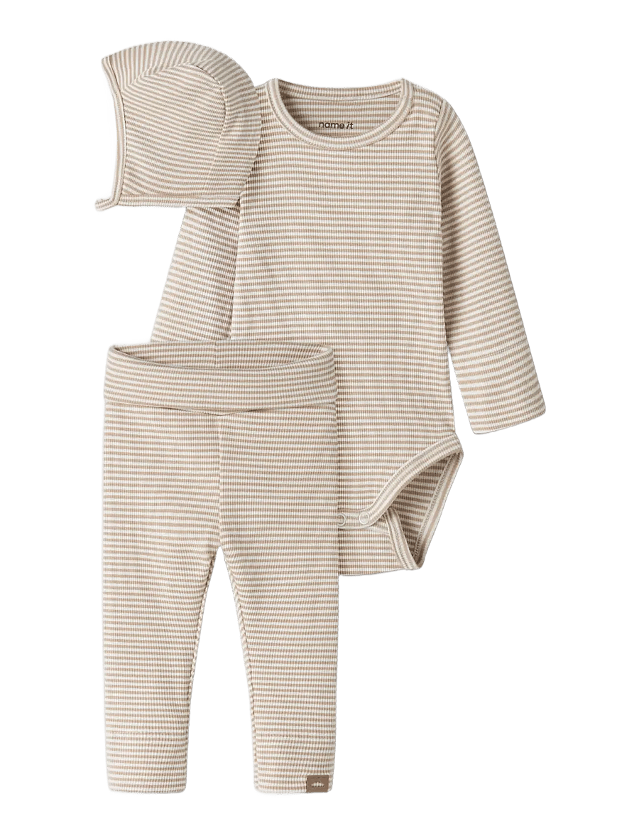name it - NBNBERRO R LS BODY SET WITH HAT - antique white - 4