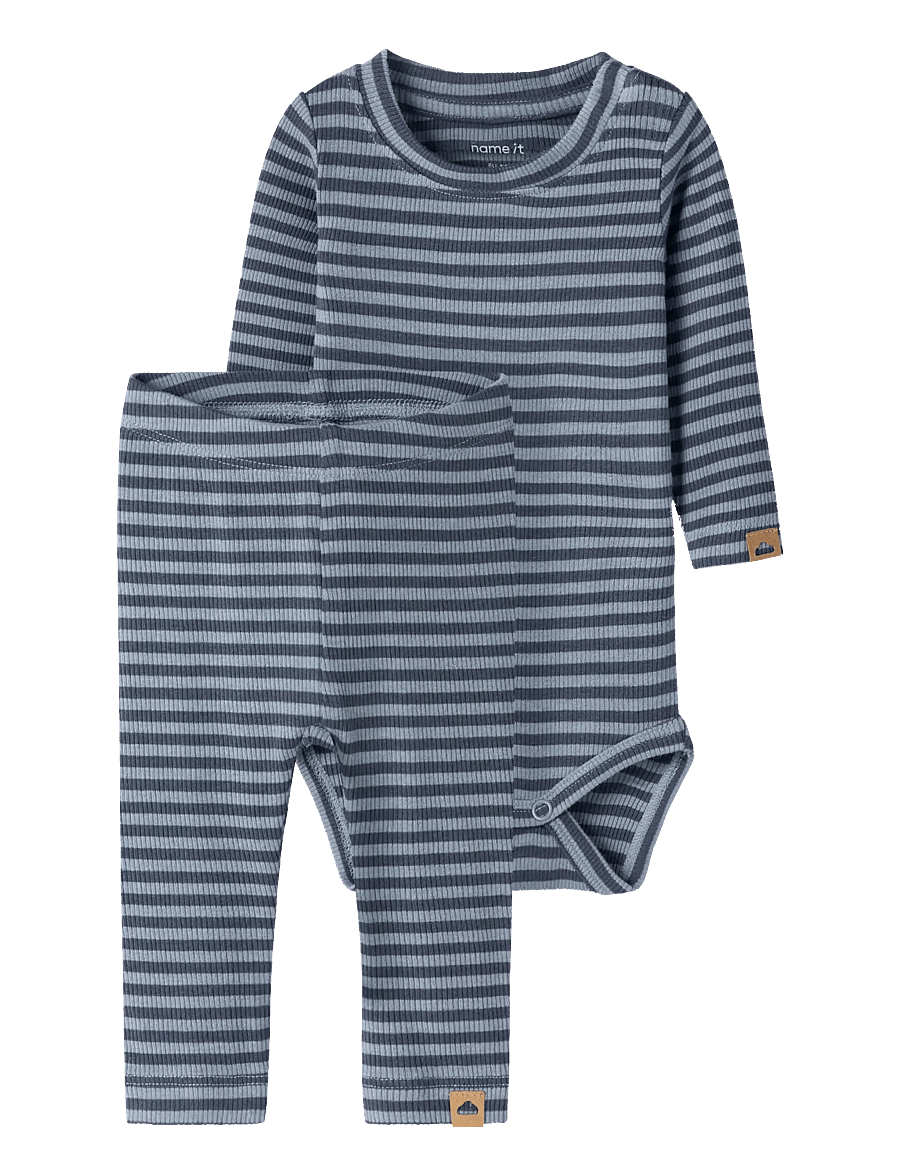 name it - NBMKARDIO LS BODY SET - sæt med body - ashley blue - 0