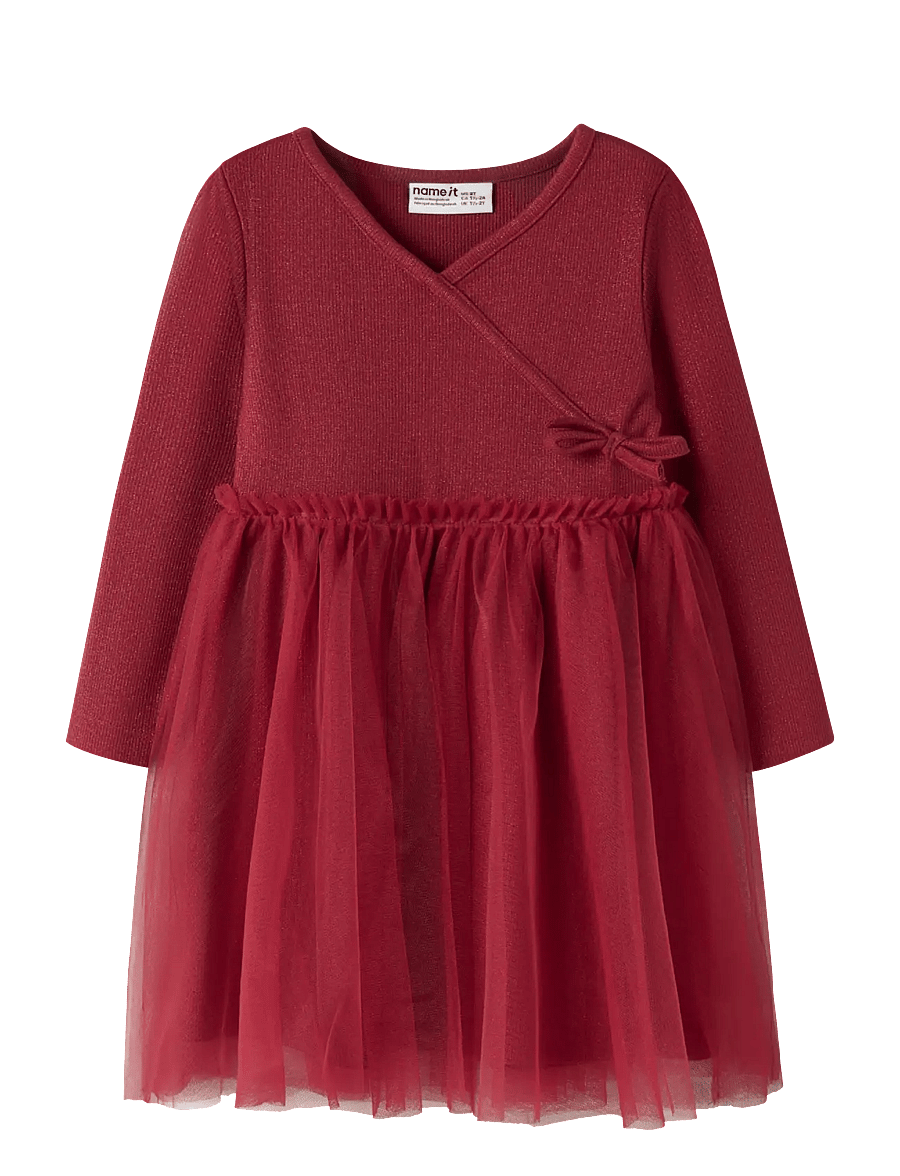 name it - NMFRITTY LS SLIM DRESS - festkjoler - red dahlia - 0