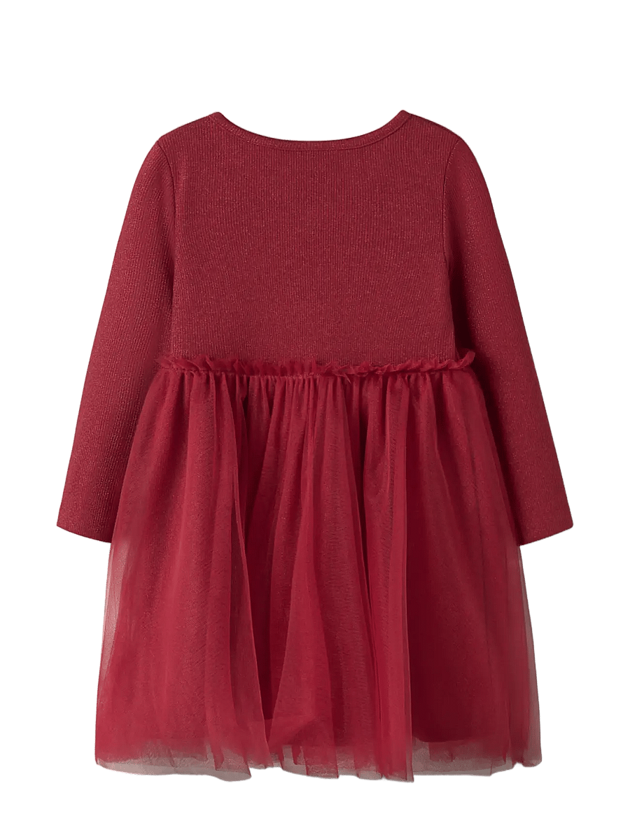 name it - NMFRITTY LS SLIM DRESS - festkjoler - red dahlia - 1