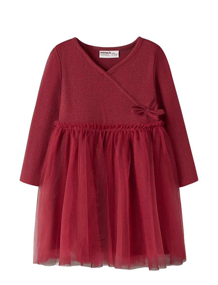 name it - NMFRITTY LS SLIM DRESS - festkjoler - red dahlia - 2