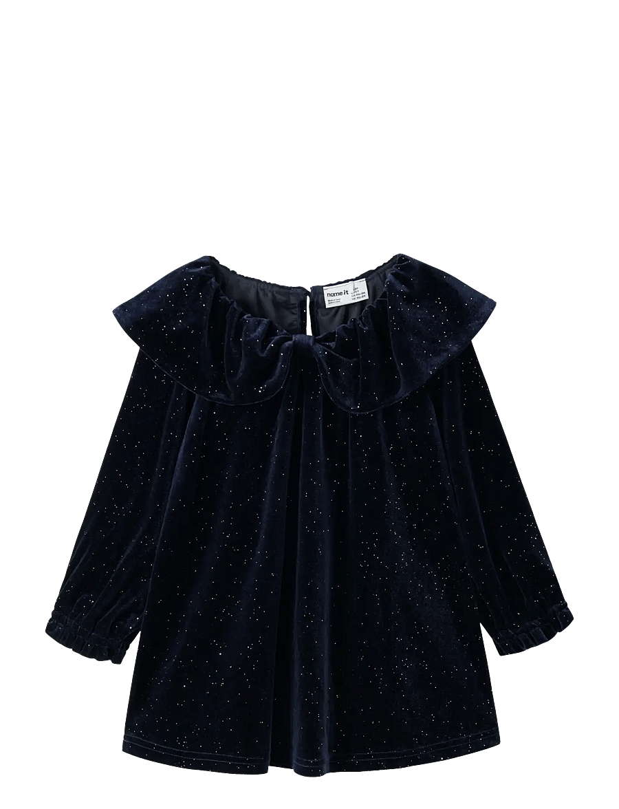name it - NMFRICY VEL LS DRESS - evening blue - 0