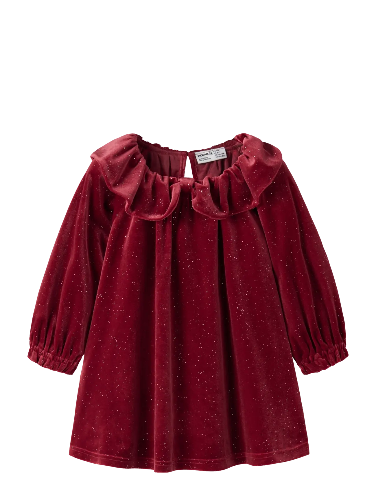 name it NMFRICY VEL LS DRESS - Partykleider - RED DAHLIA / burgundy