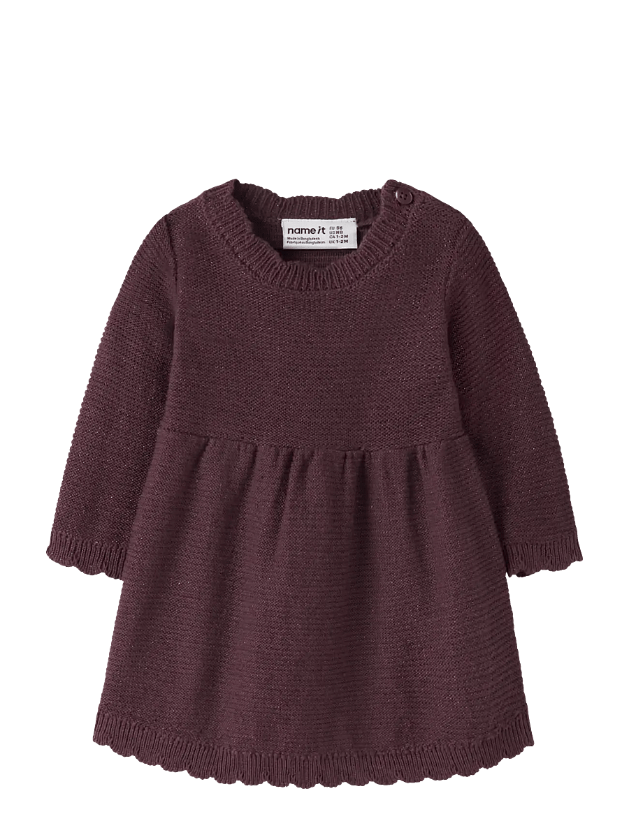 name it - NBFRADIA LS KNIT DRESS - catawba grape - 0