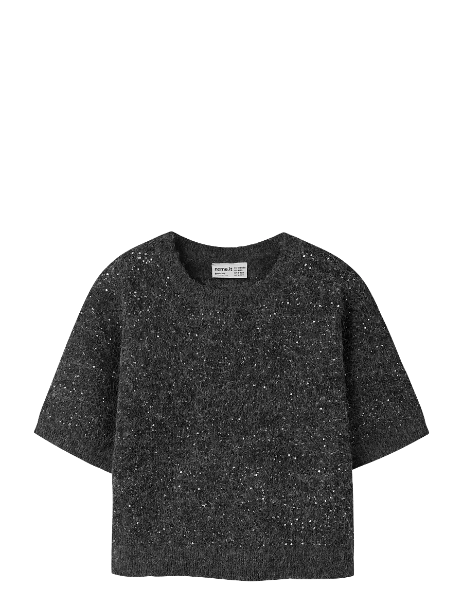 name it - NKFRIAGLITTER SS KNIT TOP - black - 0