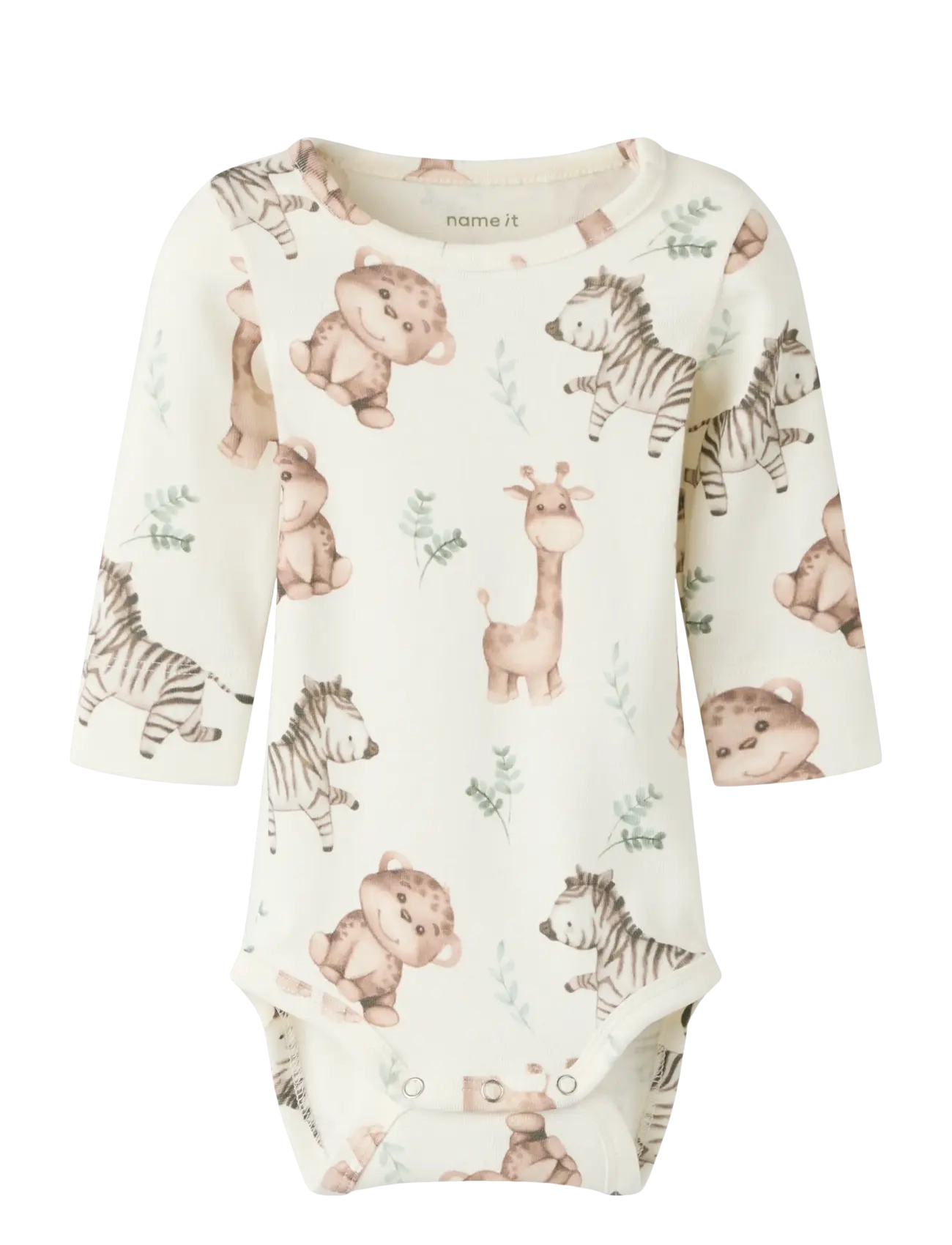 name it NBNHANIMAL LS XSL BODY - Långärmade bodysuits - COCONUT MILK / cream