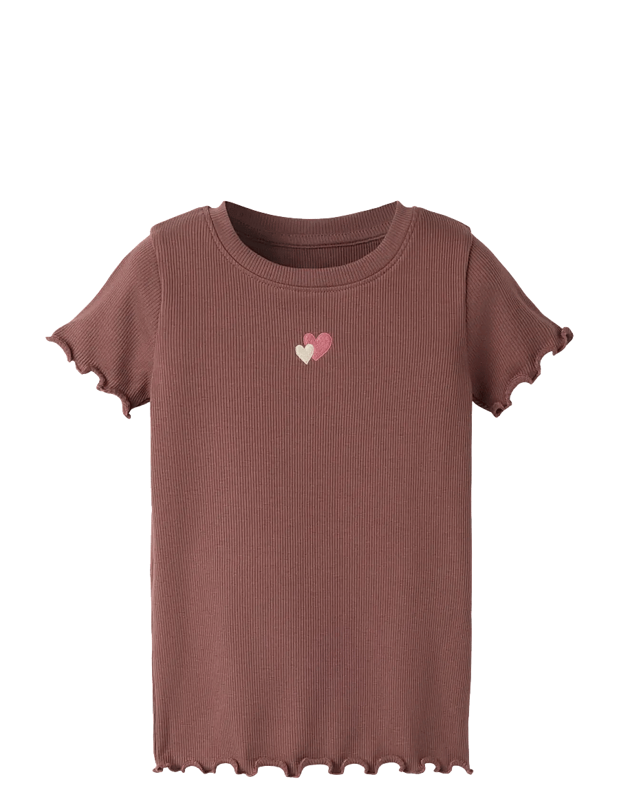 name it - NMFHANILIA SS XSL TOP - kurzärmelige - marron - 0