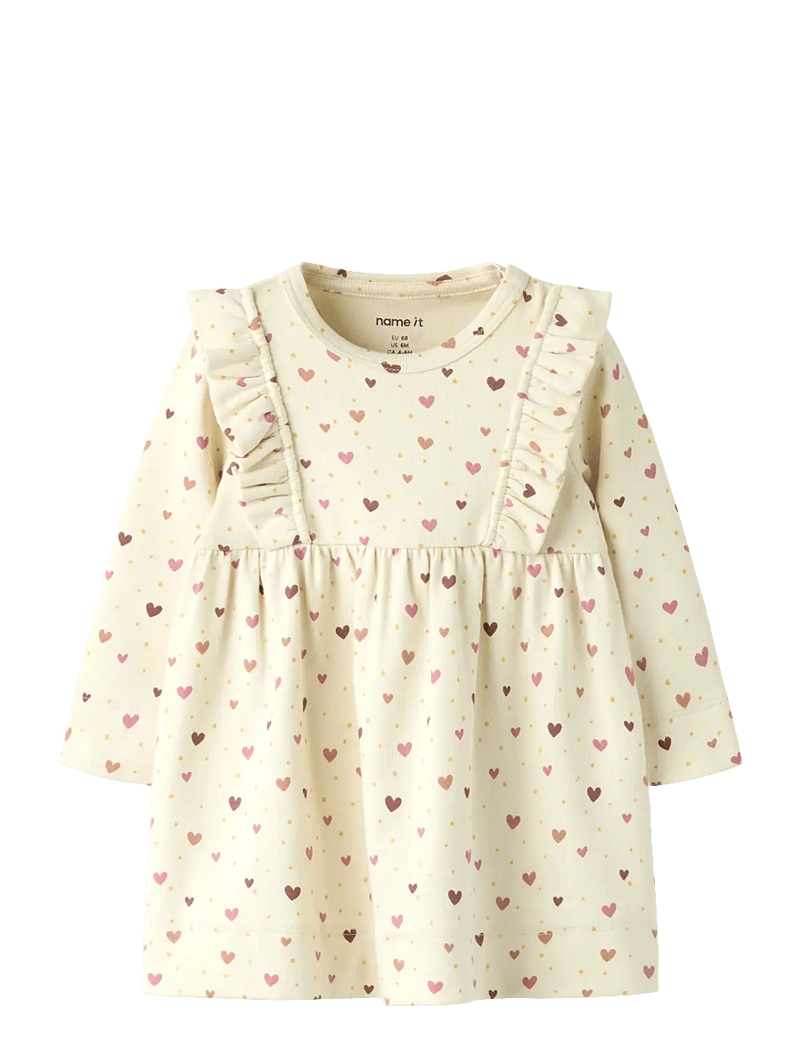name it - NBFHAYLA LS DRESS - langærmede babykjoler - almond milk - 0