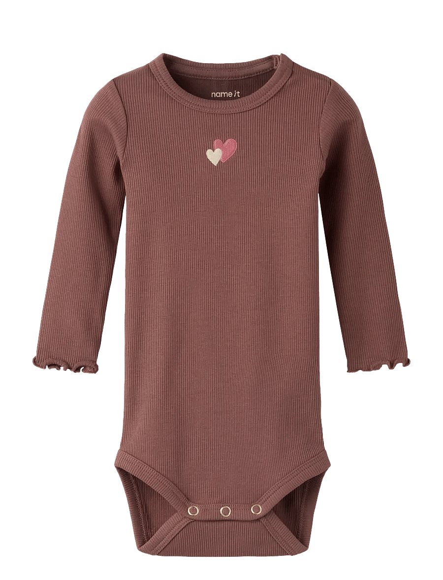 name it - NBFHANILIA LS XSL BODY - långärmade bodysuits - marron - 0