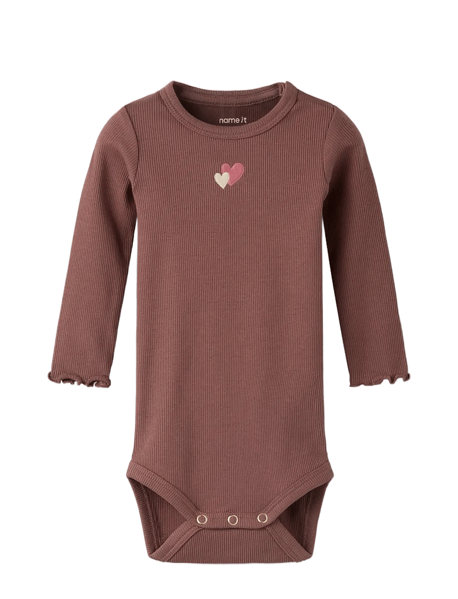 name it - NBFHANILIA LS XSL BODY - långärmade bodysuits - marron - 2