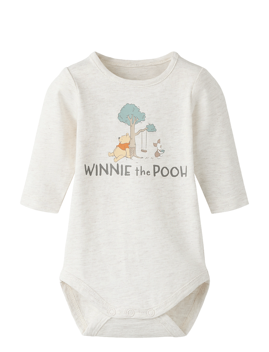 name it - NBNOKI POOH LS BODY WDI - långärmade bodies - peyote melange - 0