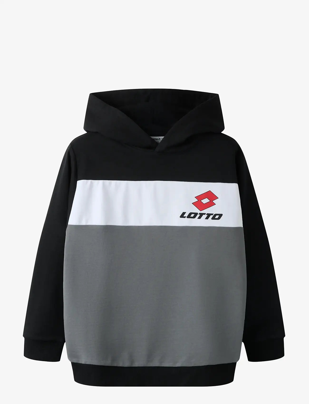 name it - NKNJOG LOTTO NREG SWEAT WH UNB LNOOS VDE - bluzy z kapturem - black - 0