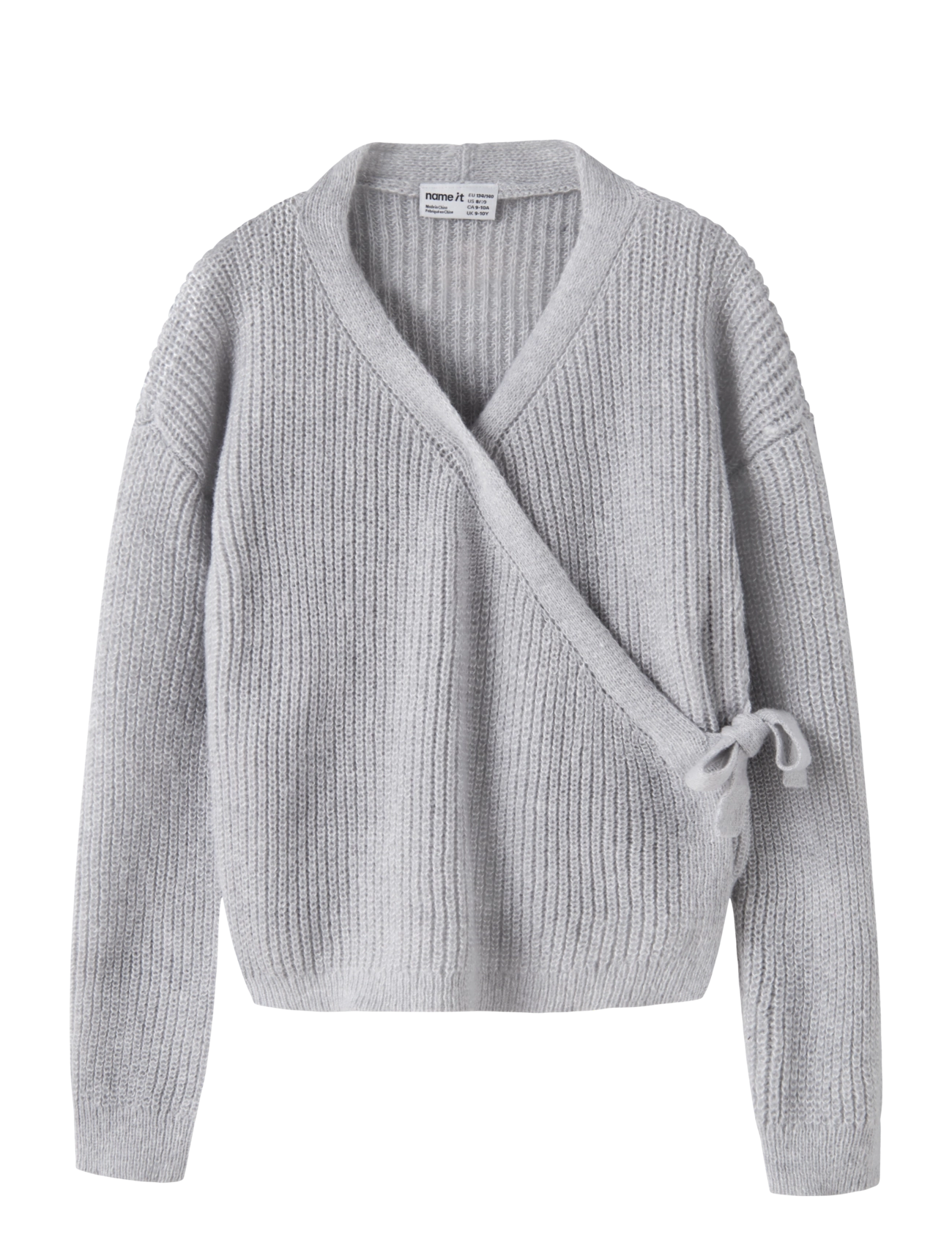 name it Nkfnanie Ls Knit, 122-128, Grey, Strik > Cardigans, Børn