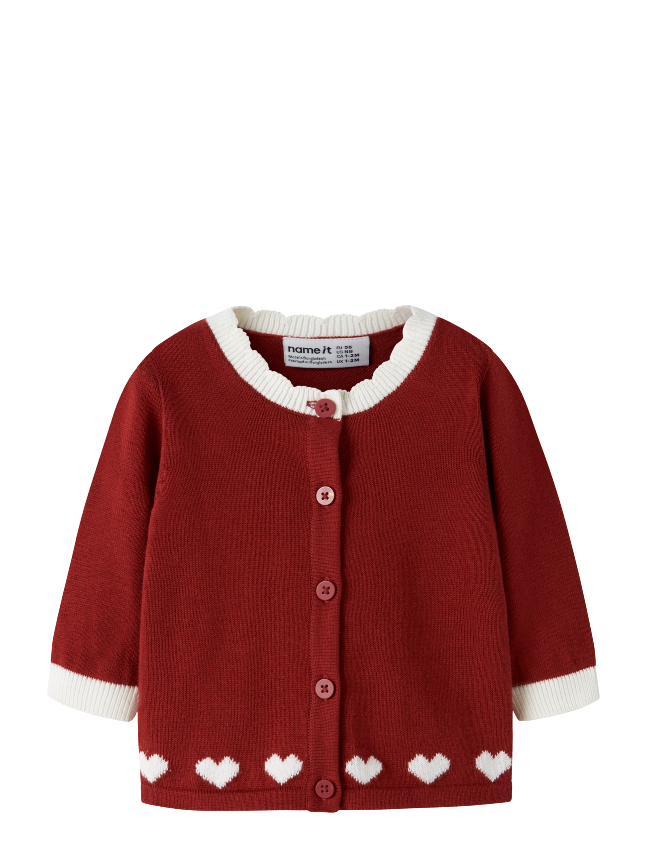 name it NBFRALBO LS KNIT CARD - Strik - RED DAHLIA / red