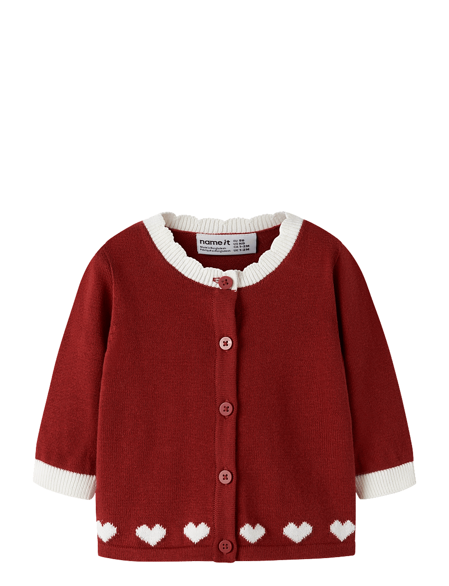 name it - NBFRALBO LS KNIT CARD - red dahlia - 0
