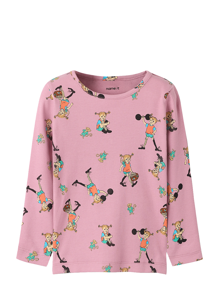 name it - NMFARA PIPPI LS SLIM TOP SKY - långärmade t-shirts - lilas - 0
