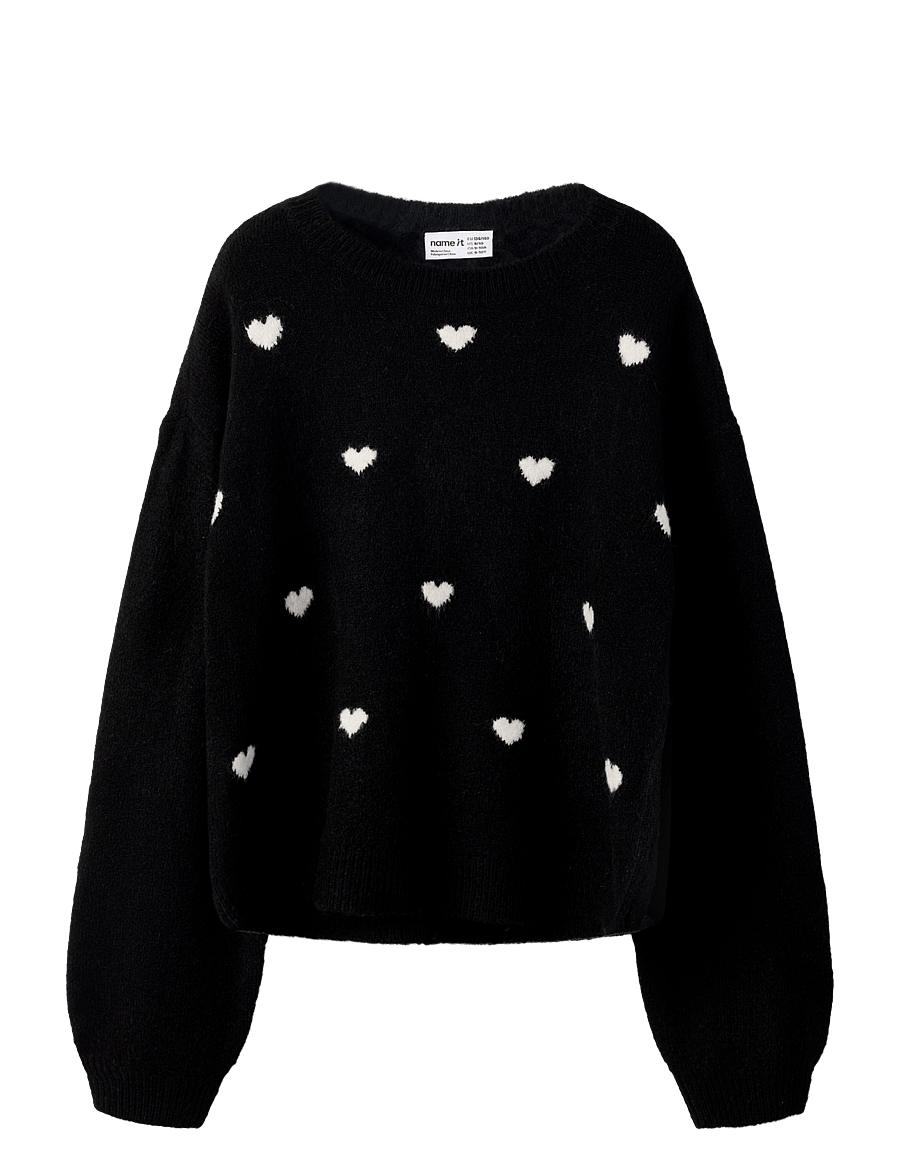name it - NKFOGUSSE LS KNIT - stickade tröjor - black - 0