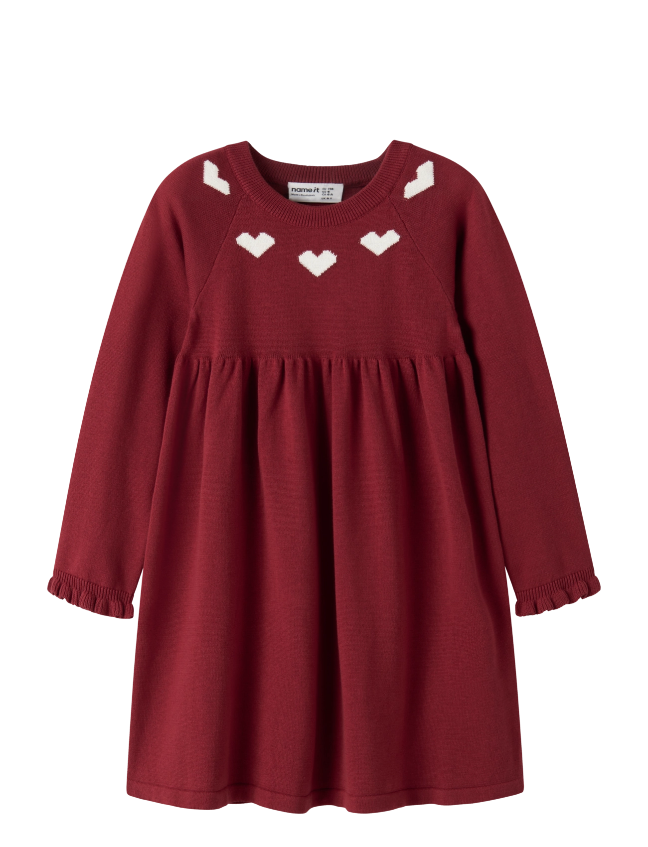 name it NMFRISSE LS KNIT DRESS - Kleider - RED DAHLIA / red