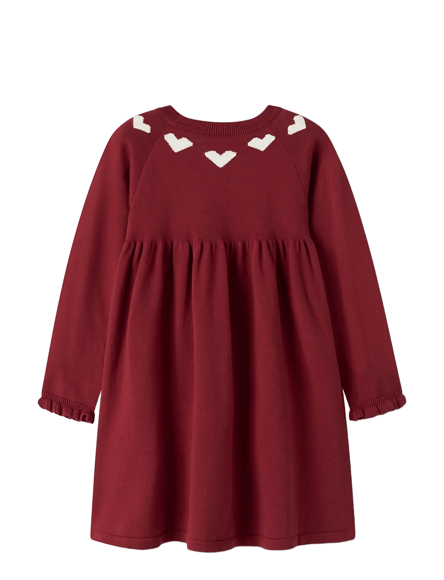 name it - NMFRISSE LS KNIT DRESS - red dahlia - 1