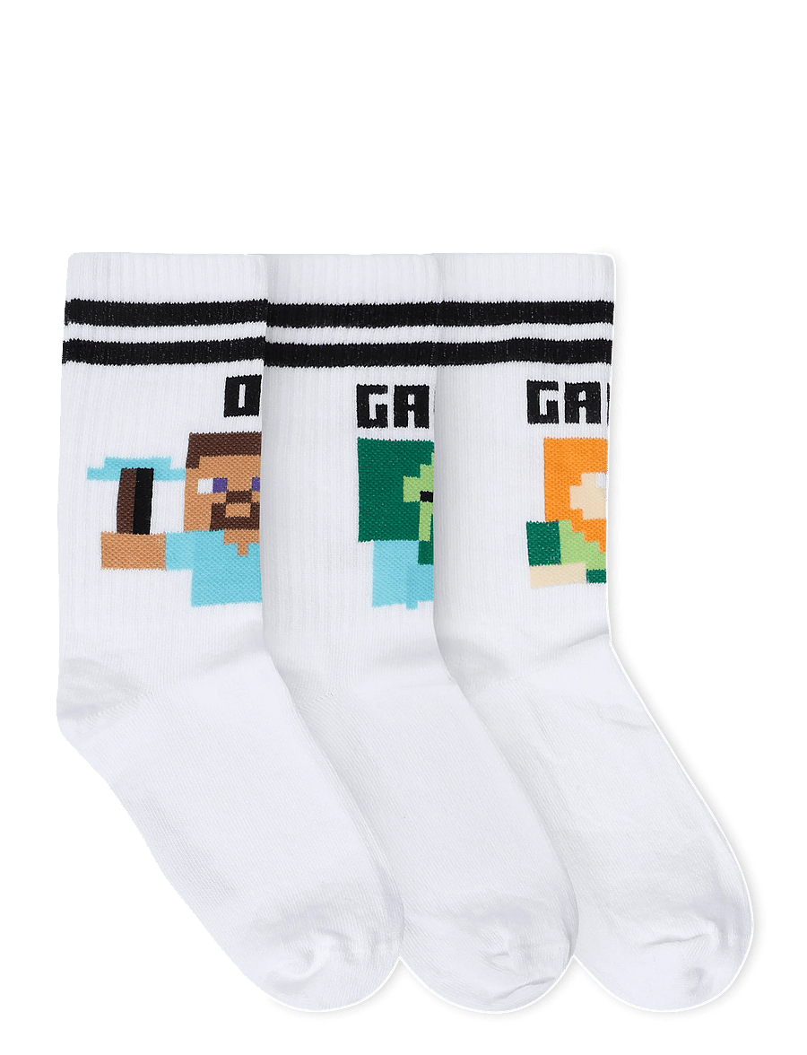 name it - NKMJAKOBSEN MINECRAFT 3P TENNISSOCK BFU - strümpfe - bright white - 1