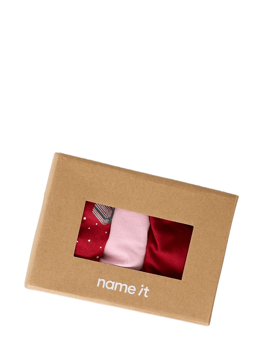 name it - NMFVISMAS 3P TIGHTS GIFTPACK - trosor - red dahlia - 4