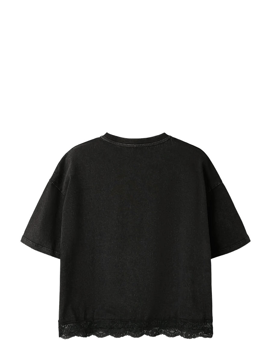 name it - NKFJAYLA SS RLX TOP - kortærmede t-shirts - black beauty - 1