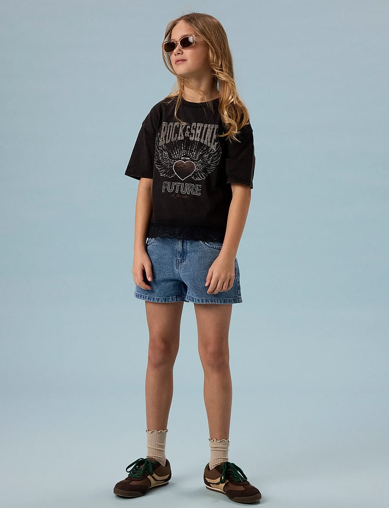 name it - NKFJAYLA SS RLX TOP - kortærmede t-shirts - black beauty - 3