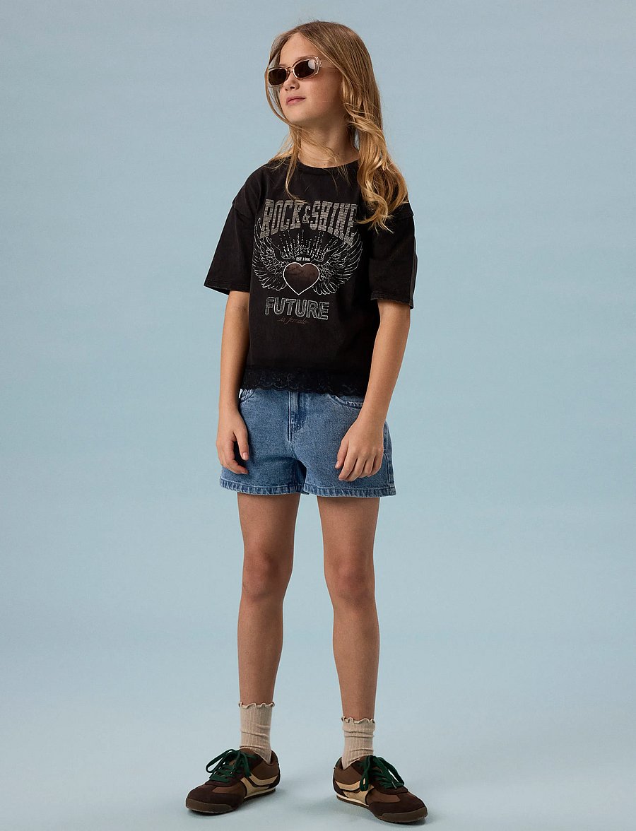 name it - NKFJAYLA SS RLX TOP - kortærmede t-shirts - black beauty - 3
